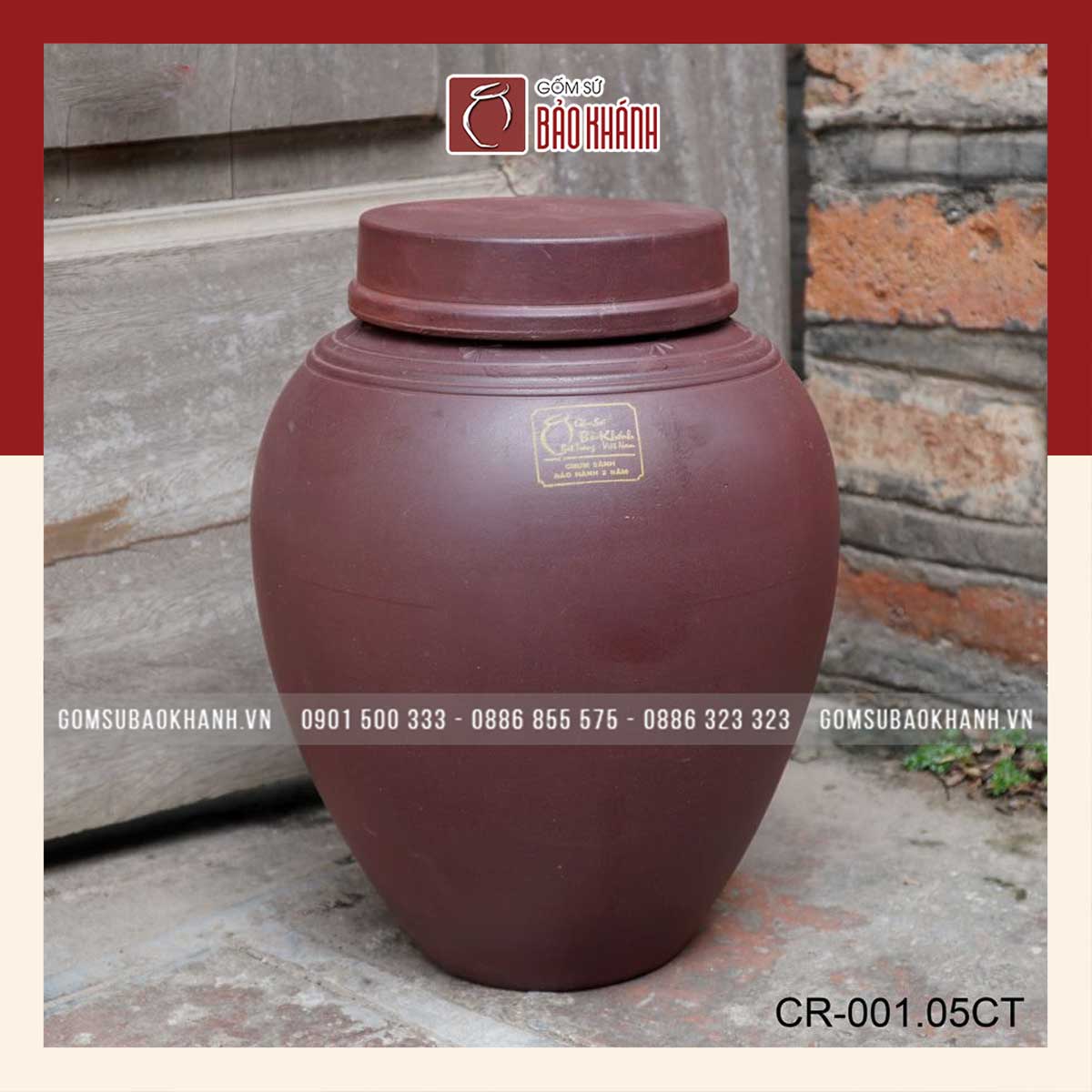 Chum sành không tráng men 5 lít Bát Tràng
