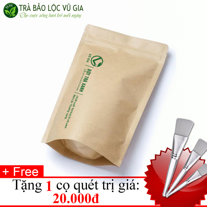 Bột Trà Xanh Nguyên Chất Vũ Gia (50g/ túi) + Tặng Cọ Quét Mặt Nạ - Hỗ trợ đắp mặt nạ dưỡng da, tẩy tế bào chết cho da, đánh bay nhờn, mụn hiệu quả - Đã được kiểm nghiệm y tế