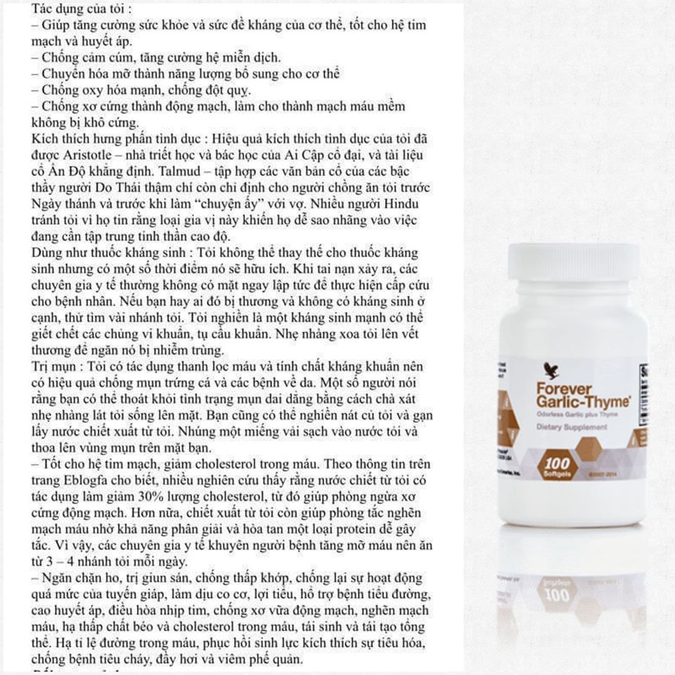 Viên Tỏi Forever Garlic Thyme 065Flp