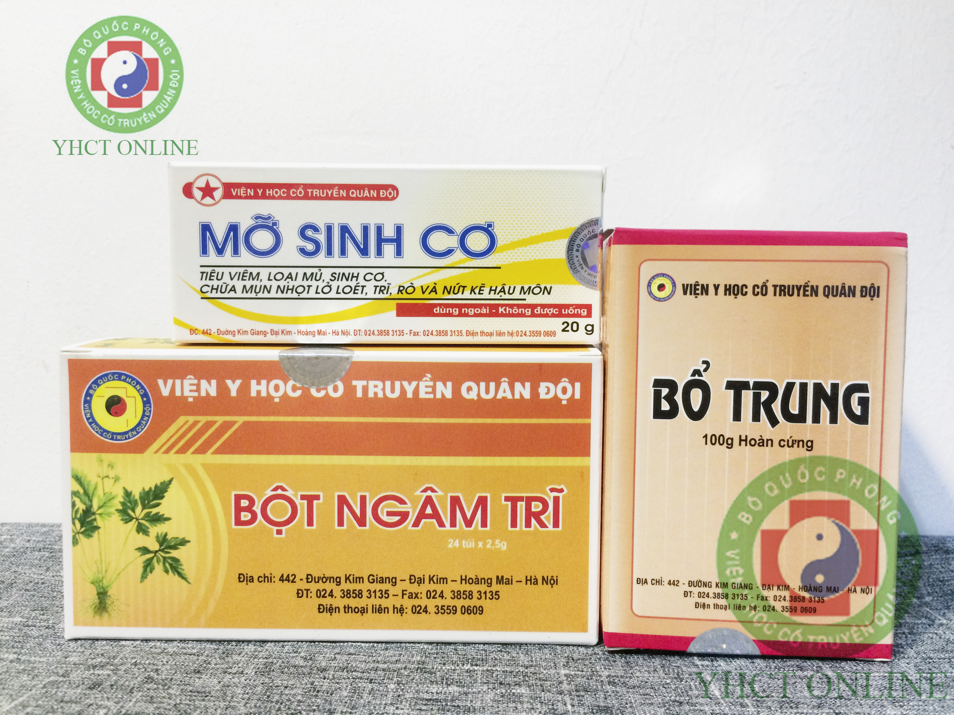 Combo 3 sản phẩm mỡ sinh cơ, bột ngâm trĩ, bổ trung - yhct