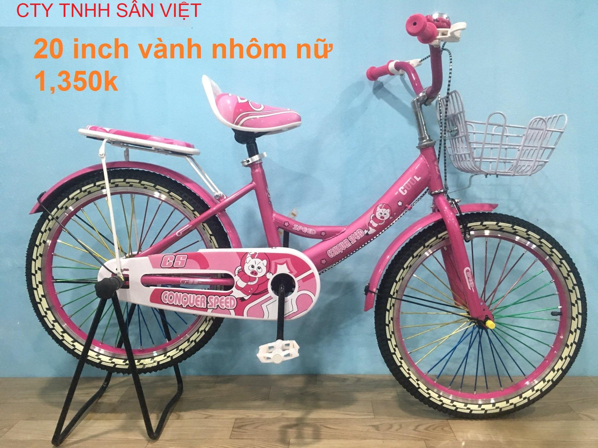 [HCM]Xe Đạp Trẻ Em 20 Inch vành nhôm CONQUER SPEED – Màu Hồng - 20G21-H