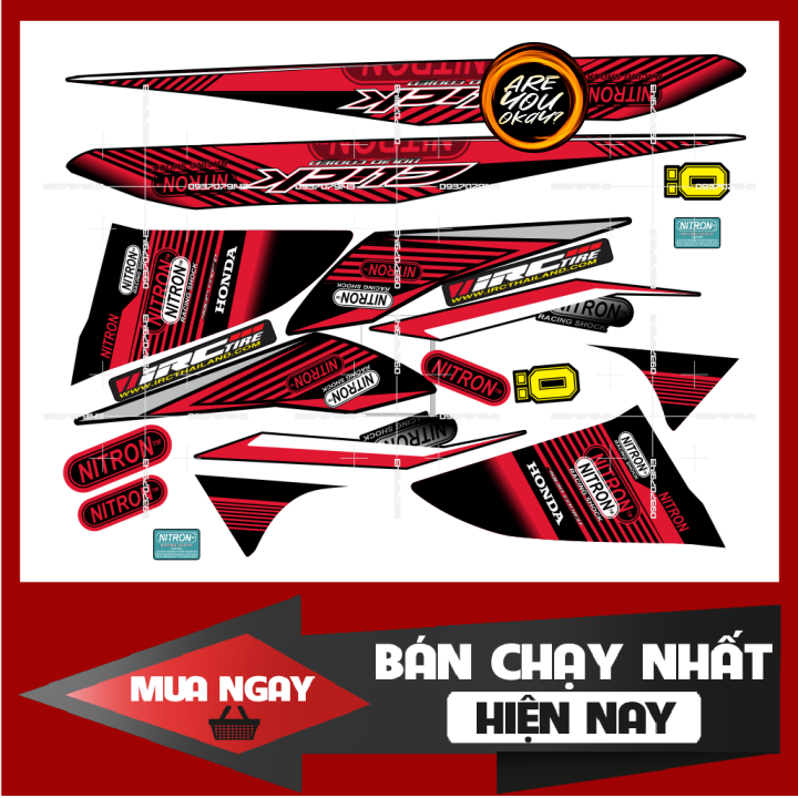 Tem rời dán xe click 110 Nitro đỏ đen