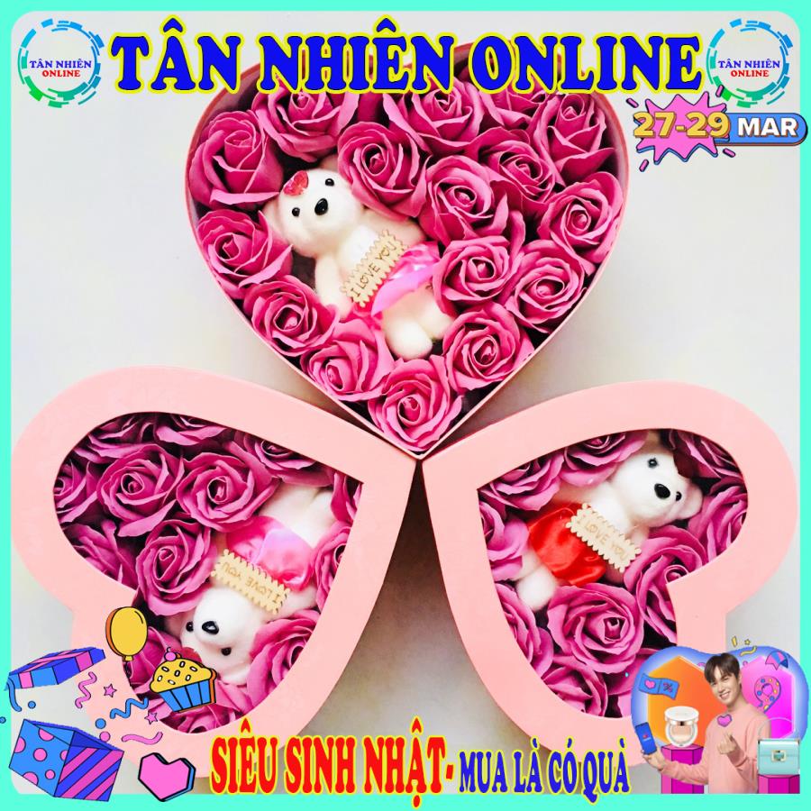 Valentines rose 14/2 , Quà lưu niệm trái tim hoa hồng kèm gấu, hộp trái tim màu da, bông hồng tím siêu đẹp, quà tặng tình yêu ý nghĩa