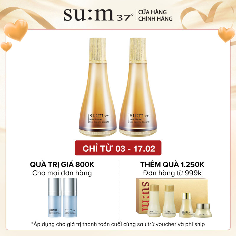 Combo 2 Nước thần hoàng kim thanh lọc tái sinh da Su:m37 Losec Summa Elixir Essence Secreta (2x40ml) giá rẻ