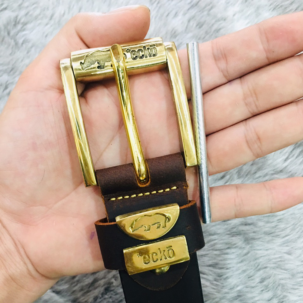 [HCM]Thắt lưng da bò sáp khóa đồng Ecko