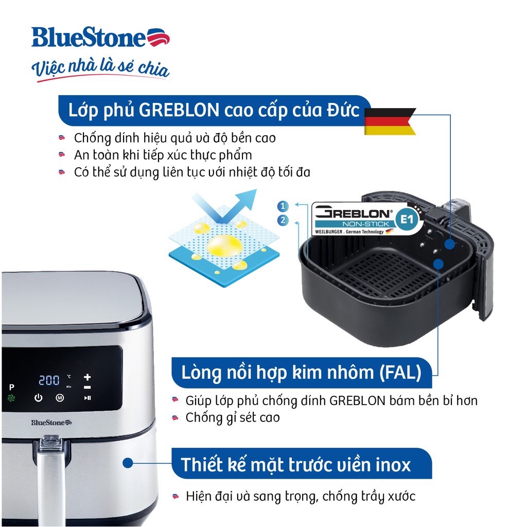 Nồi Chiên Không Dầu BlueStone 5.5L AFB-5878 (Điện tử)