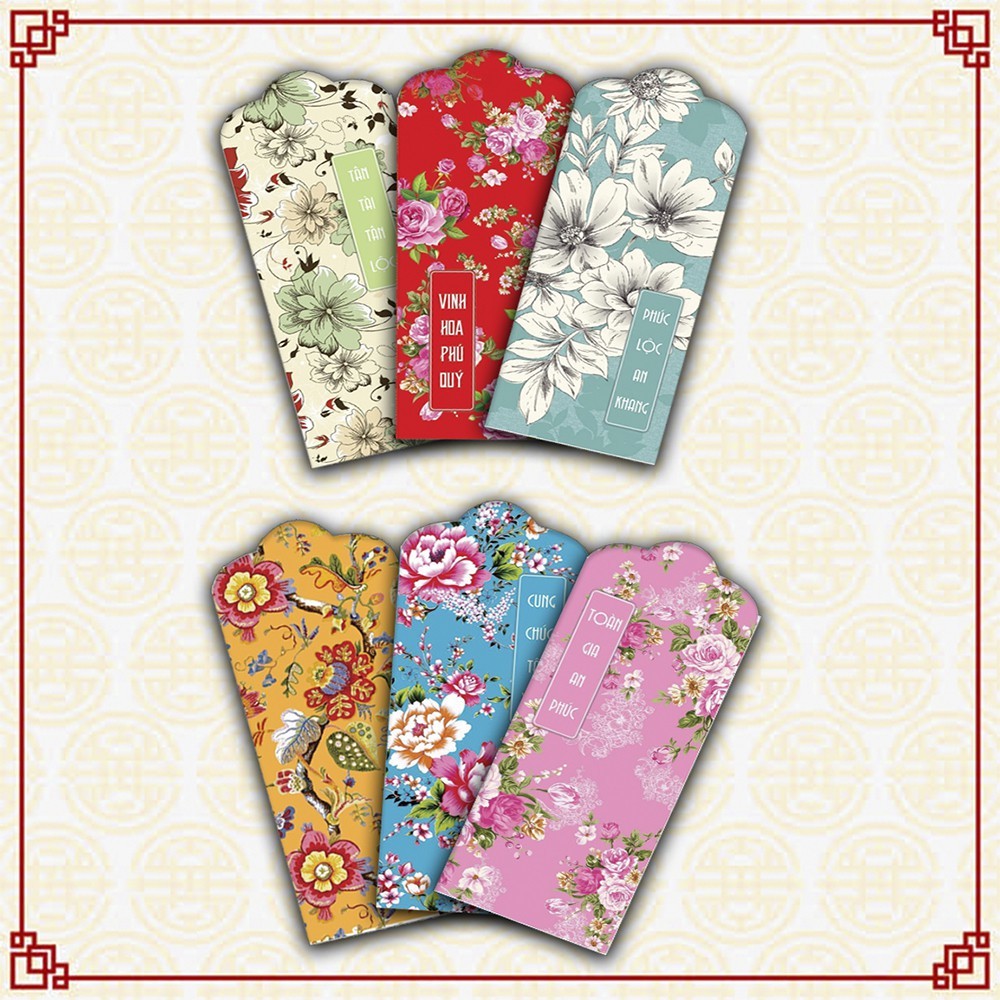 Set 200 bao lì xì tết 2024 Hoa Xuân giao đủ mẫu (Mẫu 3)