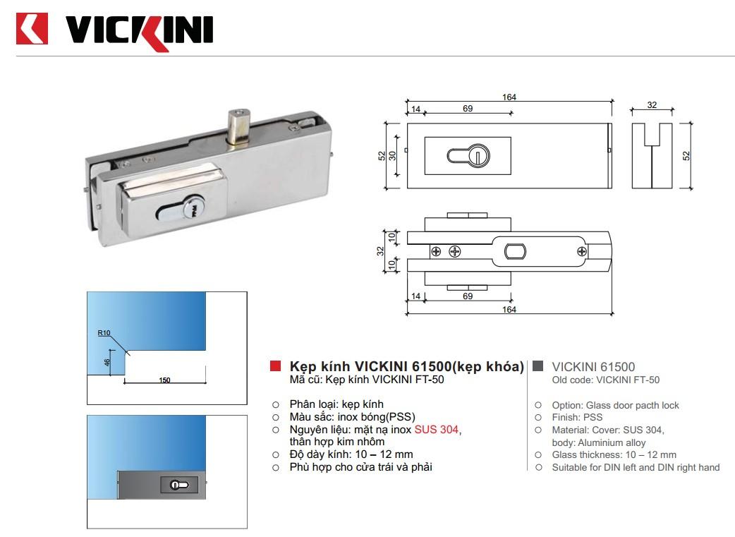 [HCM]Khóa kẹp kính VICKINI 61500