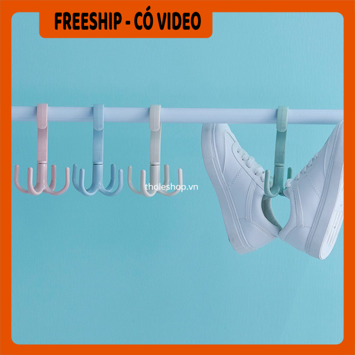 [FREESHIP] Móc nhựa xoay 4 chấu tiện dụng quay 360 độ treo quần áo, khăn, vớ - Móc quần áo thông minh xoay 360 độ - Móc nhựa quần áo treo đồ lặt vặt
