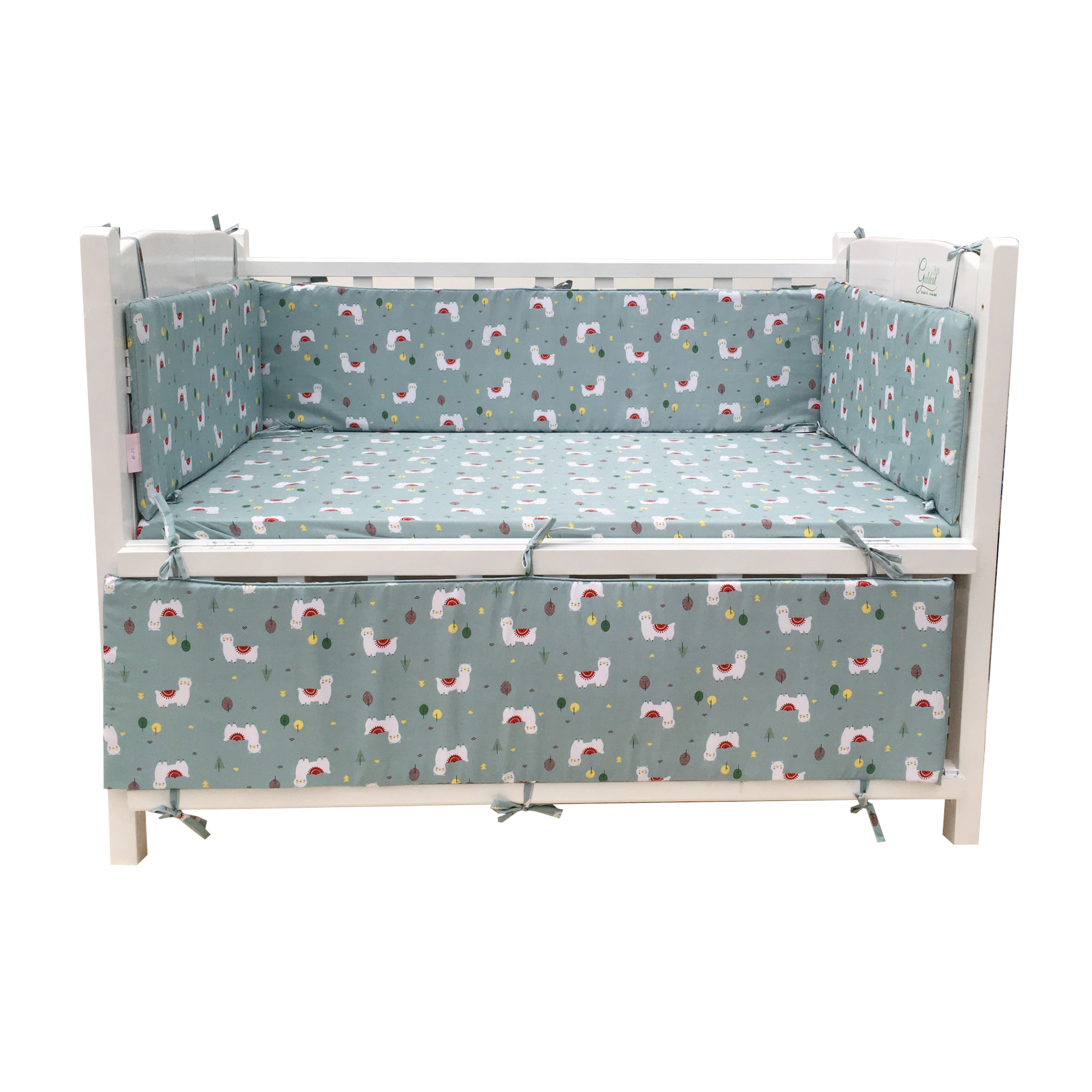 Bộ quây cũi và ga vải xe lửa trắng kt 70x120