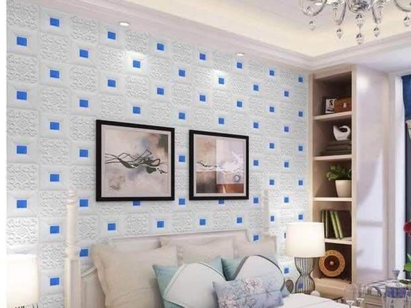 10 tấm xốp dán tường giả da hoa văn