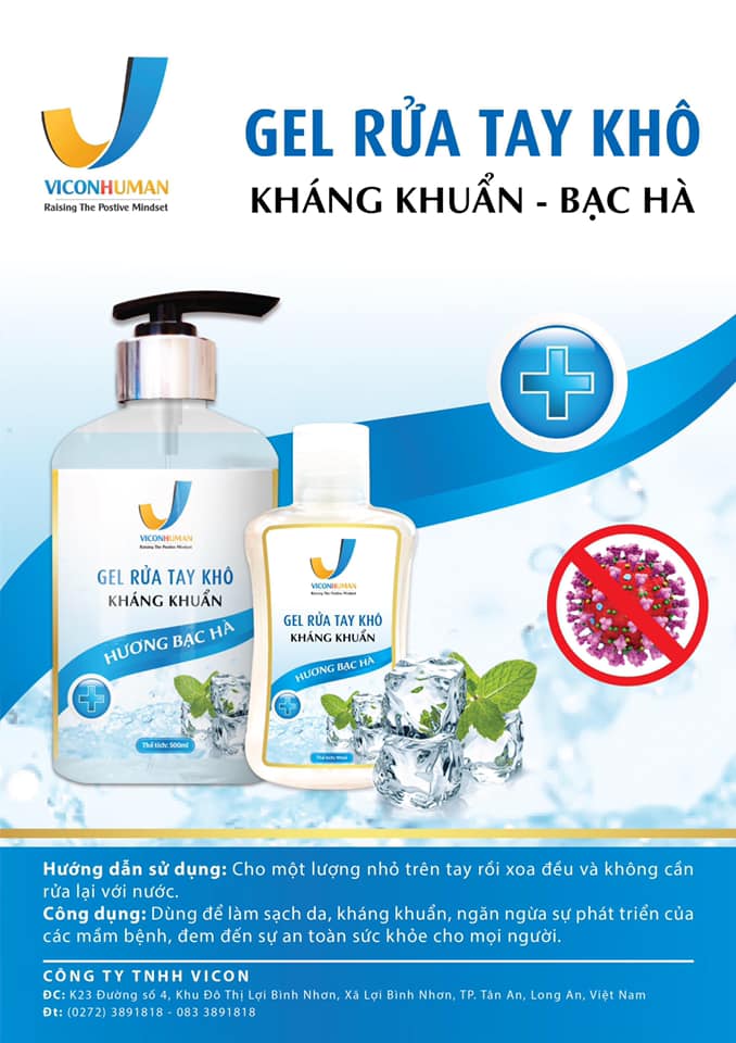 Gel rửa tay khô kháng khuẩn Vicon 500ml