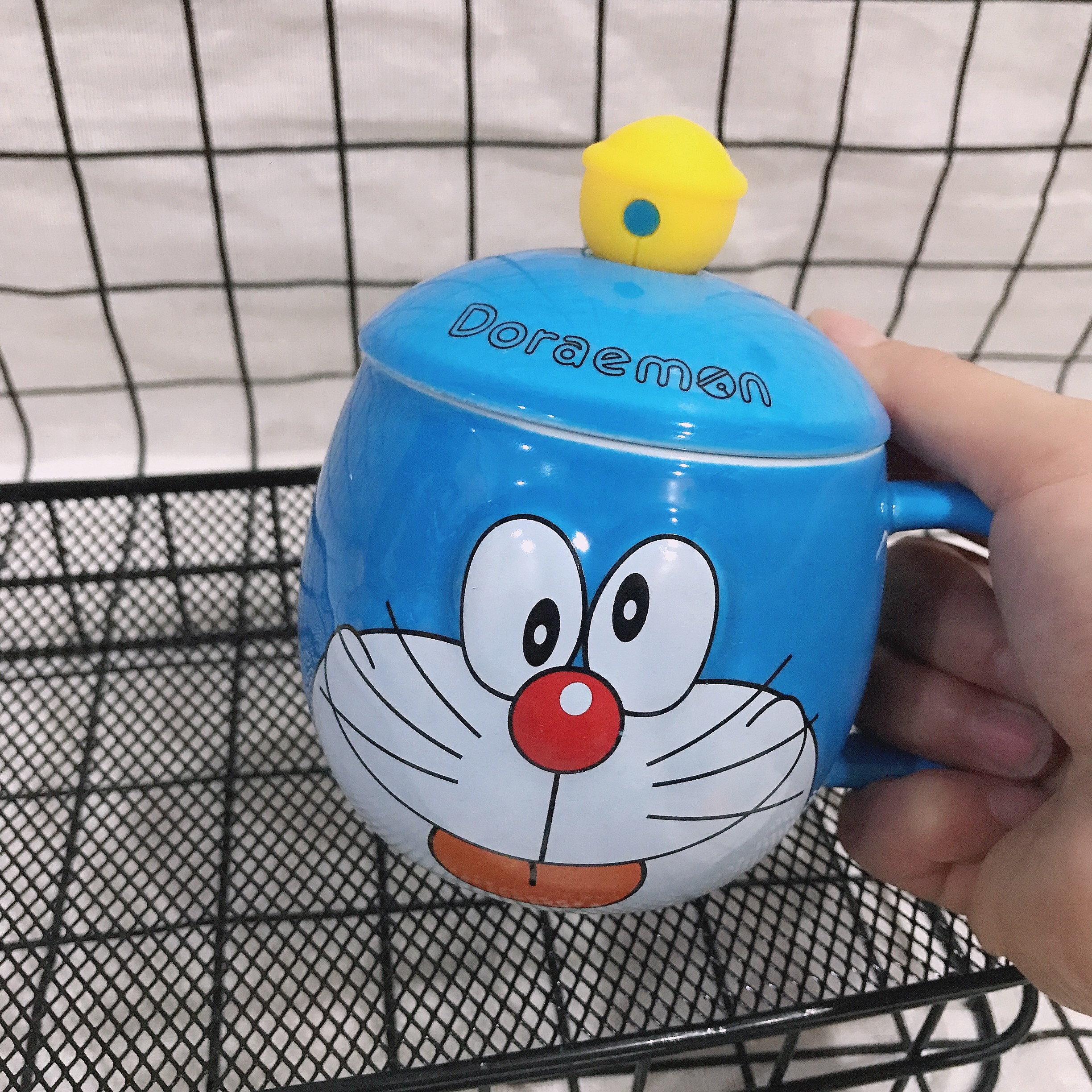 Cốc Gốm Sứ 350ML Kèm Thìa Hình Chuông Doremon Doraemon