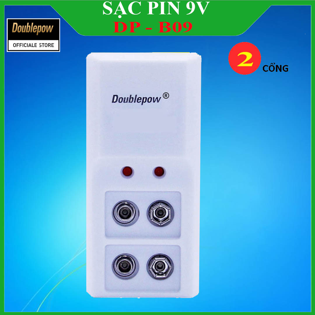 Bộ sạc pin 9v-6f22 doublepow loại 2 cổng - dp-b09
