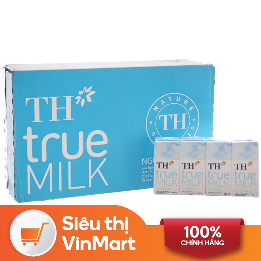 Siêu thị VinMart - Thùng 48 hộp sữa tươi tiệt trùng TH True Milk nguyên
