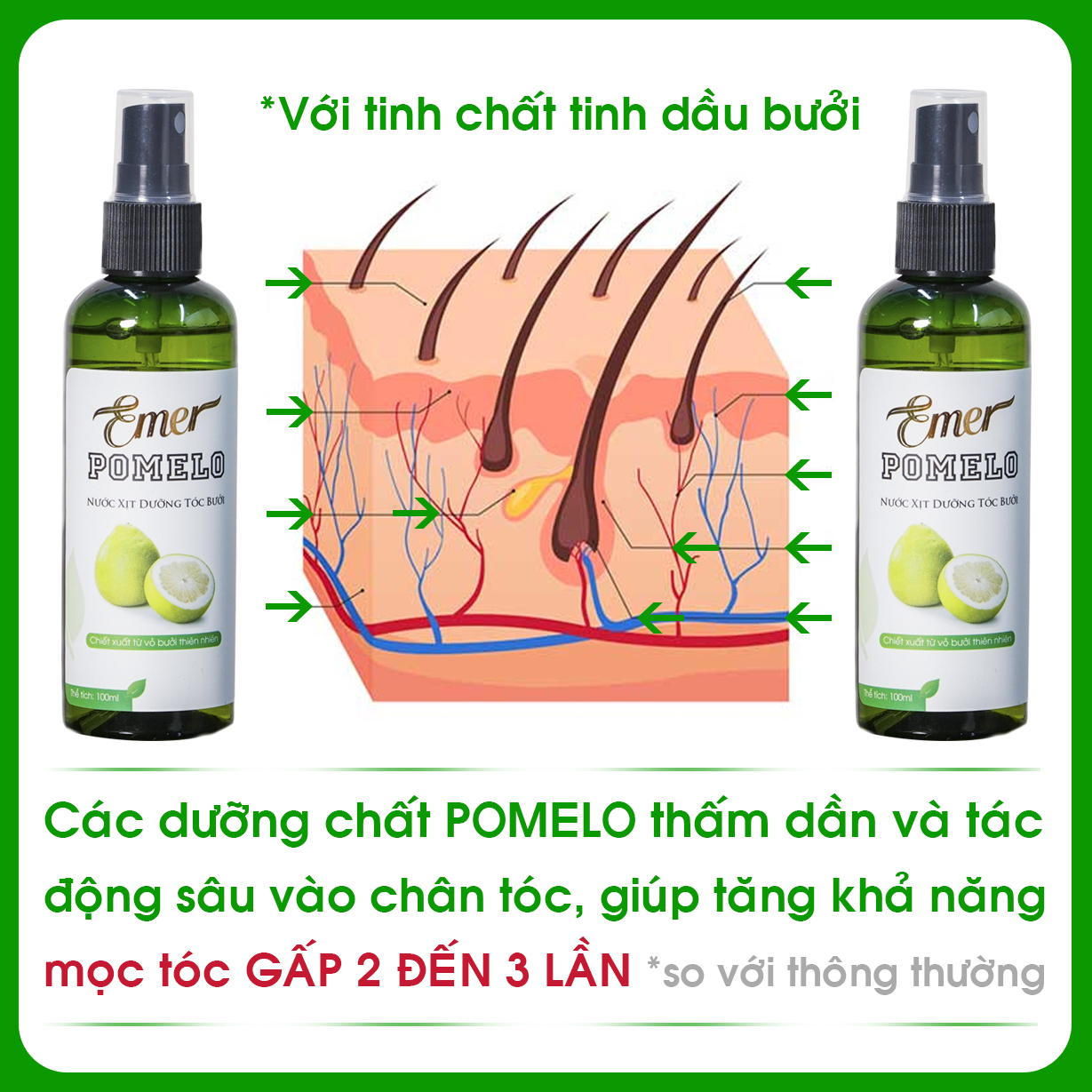 [HCM]Nước Dưỡng Tóc Giảm Rụng Tóc Pomelo Xịt Bưởi Kích Thích Mọc Tóc 100ml