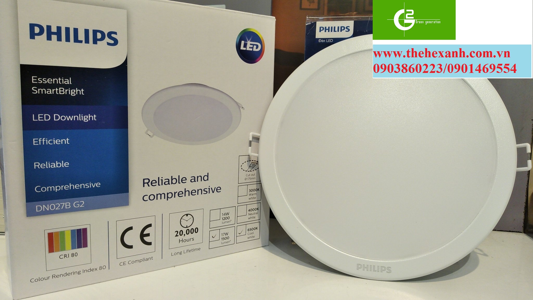 [HCM]Bộ đèn âm trần Philips LED DN027B G2 17W D175 Tròn (Trắng/Vàng/Trung tính)