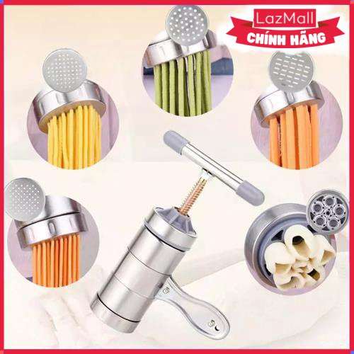 Máy làm bún vouller, bánh canh tại nhà 5 đầu inox tiện dụng tặng kèm dụng cụ đánh trứng - hàng chính hãng