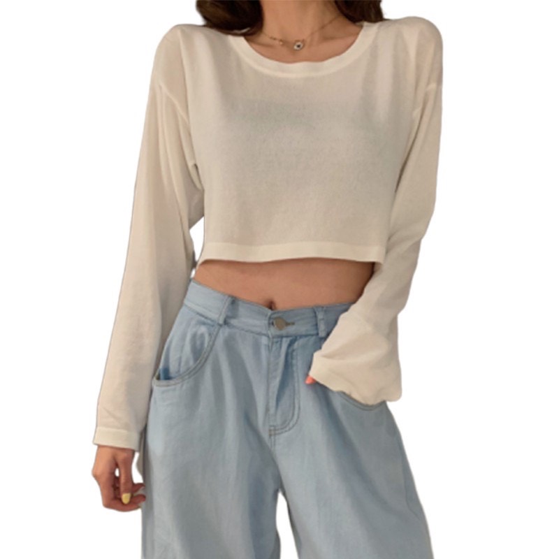 áo thun nữ tay dài croptop thời trang