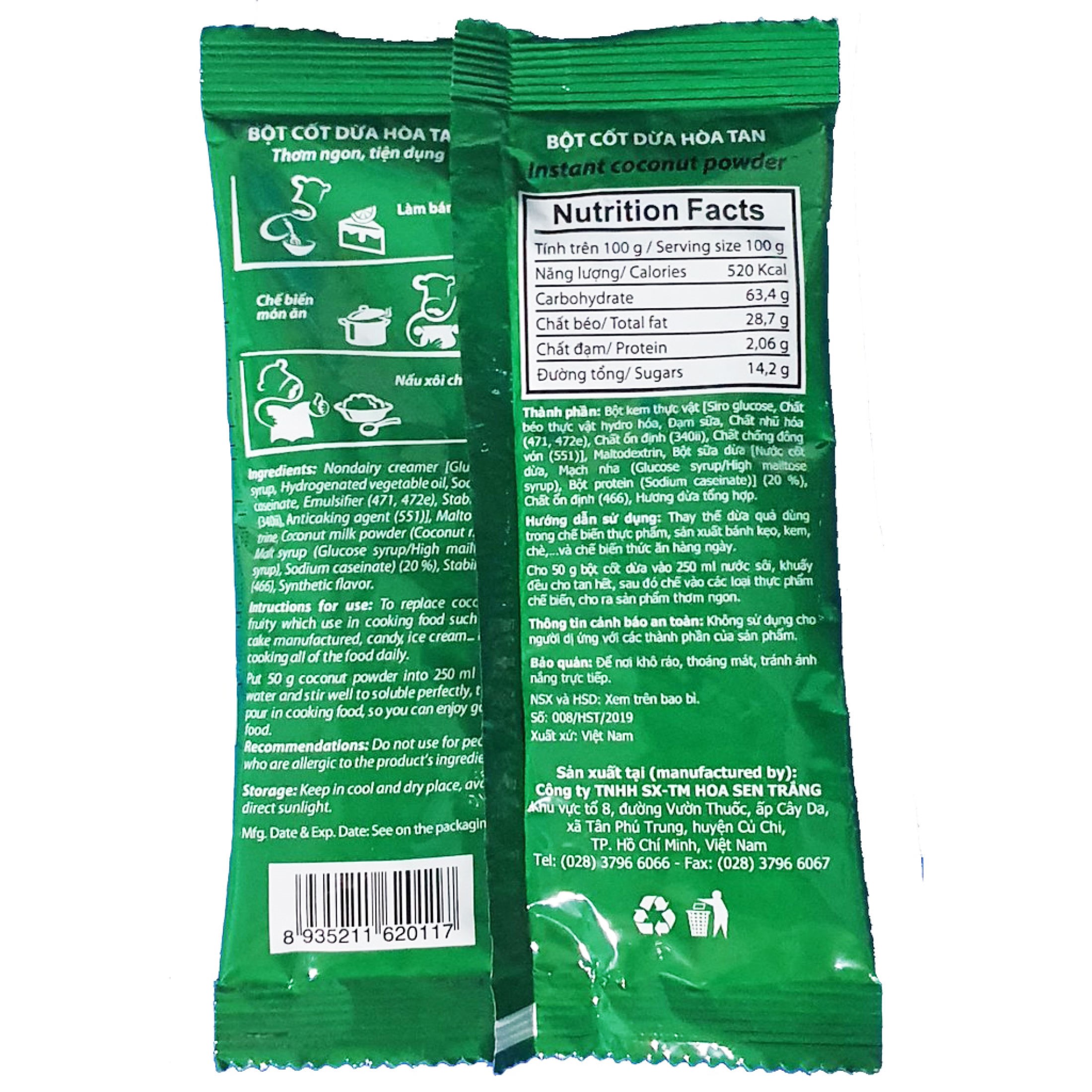 Bột cốt dừa hòa tan Sanca gói 50gr