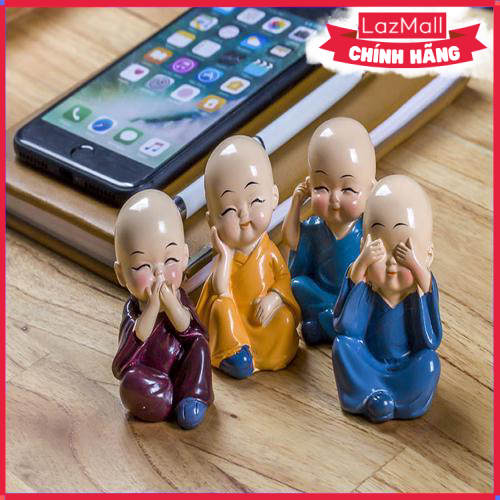 Combo 2 bộ tượng vouller: 5 thần tài lọc + 4 chú tiểu tứ không bình an - hàng chính hãng