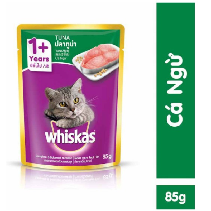 [Pate Cho Mèo] Whiskas Gói 85g - Thức ăn ướt cho Mèo - Whiskas Cá Hồi, Cá Ngừ, Cá Biể