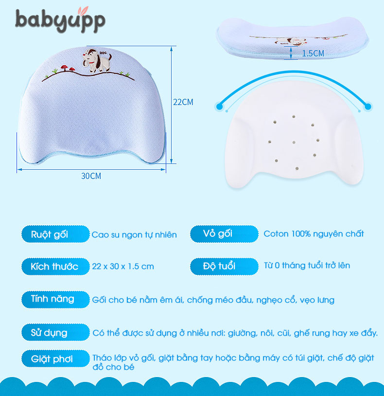 Gối cao su non cho bé