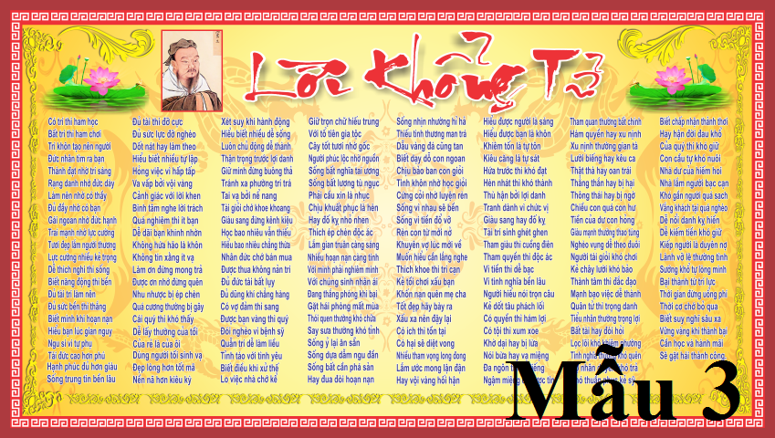 Tranh dán tường lời dạy của Khổng Tử Mẫu 3 với 3 kích thước lựa chọn