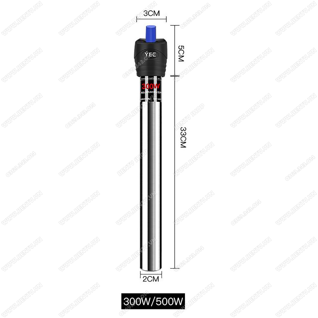 Máy Sưởi Inox Cho Bể Cá YEE 500w (Bể Dưới 500L Nước)