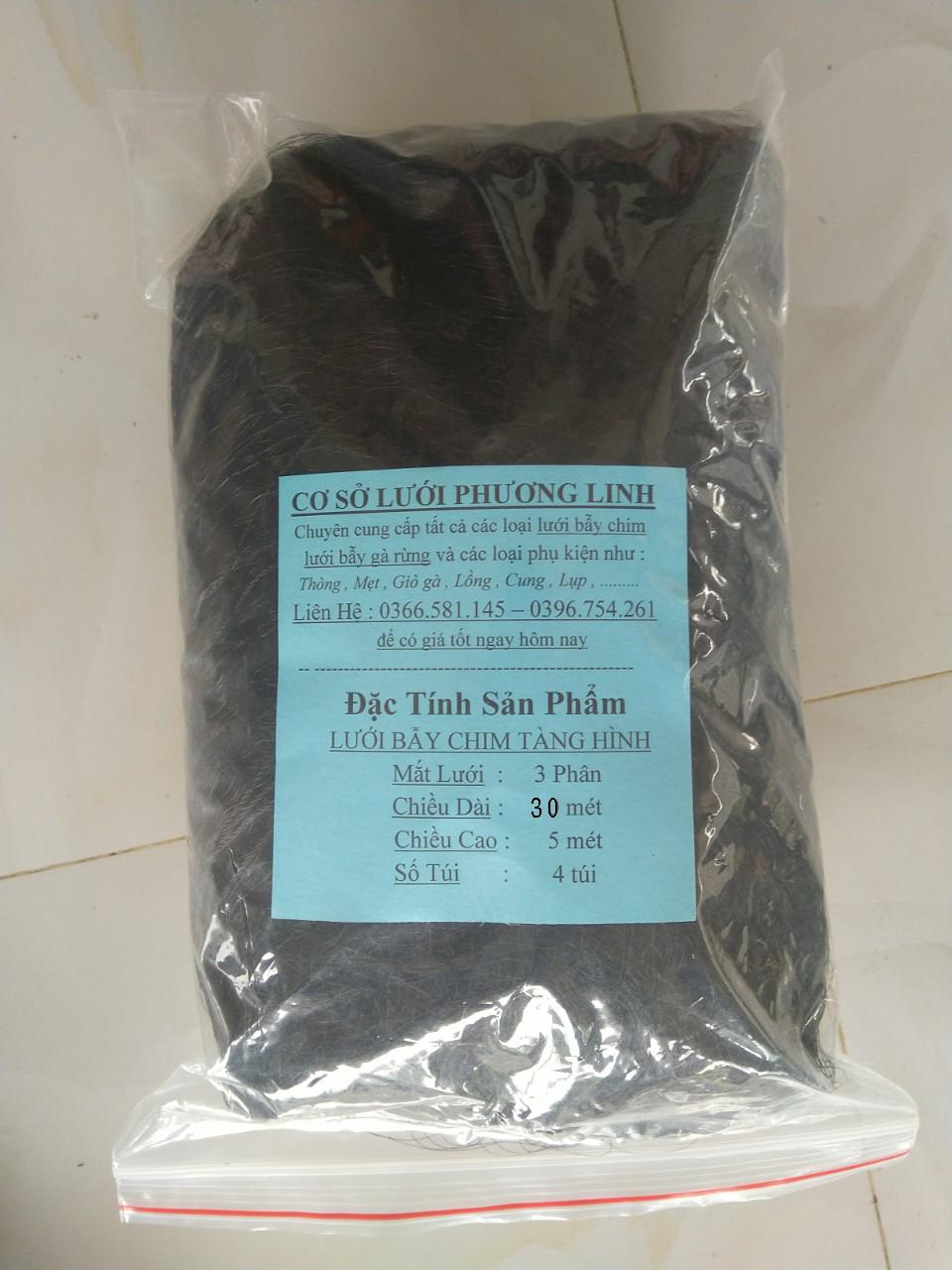 Lưới tàng hình dài 30 mét bẫy chim ri , sắc ô , khuyên mắt 3 phân cao 5 mét 5 giây 4 túi, hàng thái lan mua về là sử dụng