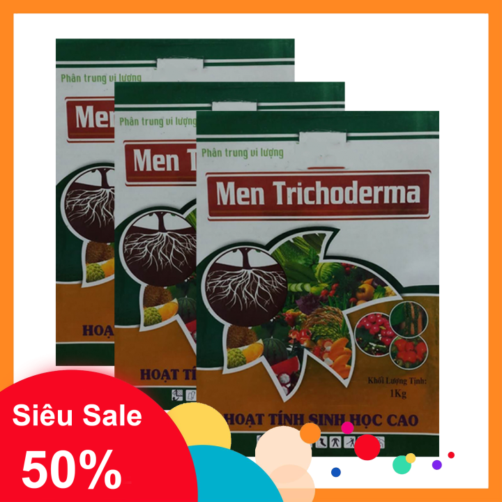 [HCM]Phân bón Men Trichoderma - Nấm vi sinh Trichoderma (Combo 3 bao mỗi bao 1 kg). Cung cấp chủng vi sinh vật có lợi  cung cấp trung vi lượng cho cây trồng. Cải tạo rễ ức chế nấm bệnh cải tạo mùn. Ủ rác thải. thành phân hữu cơ