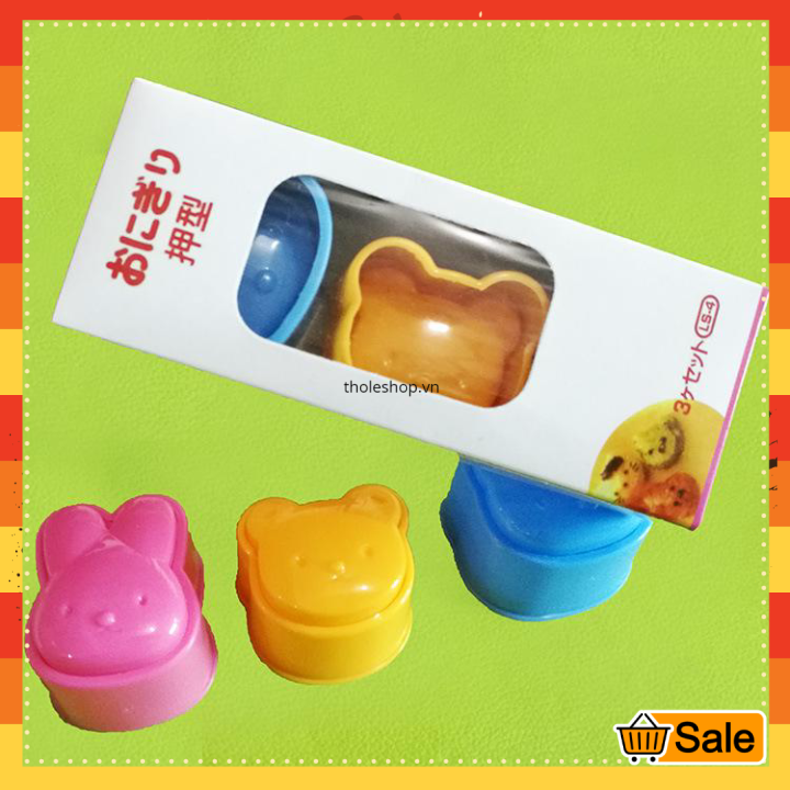Khuôn tạo hình cơm cho bé - Bộ 3 khuôn tạo hình cơm hình gấu cho bé - Dụng cụ ép cơm hình bento đẹp mắt cho bé ăn