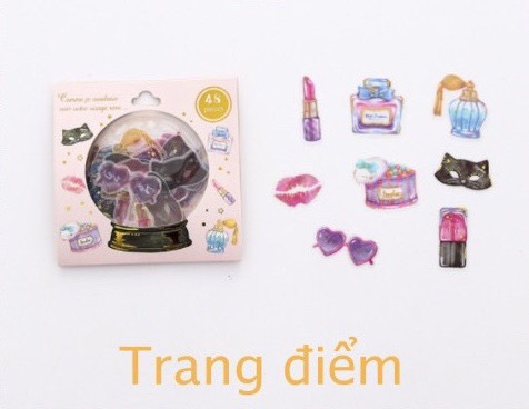 Gói sticker 48 miếng thiết kế hình quả cầu pha lê