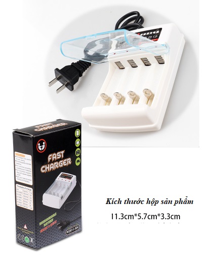 Bộ sạc pin tiểu AA, AAA thông minh siêu nhanh cho đồng hồ để bàn, chuột máy tính, đồ chơi, điều khiển tivi, điều hòa