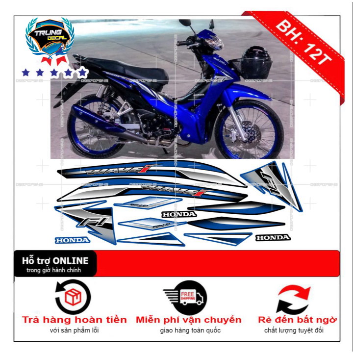 Tem rời xe wave i RS xanh đen