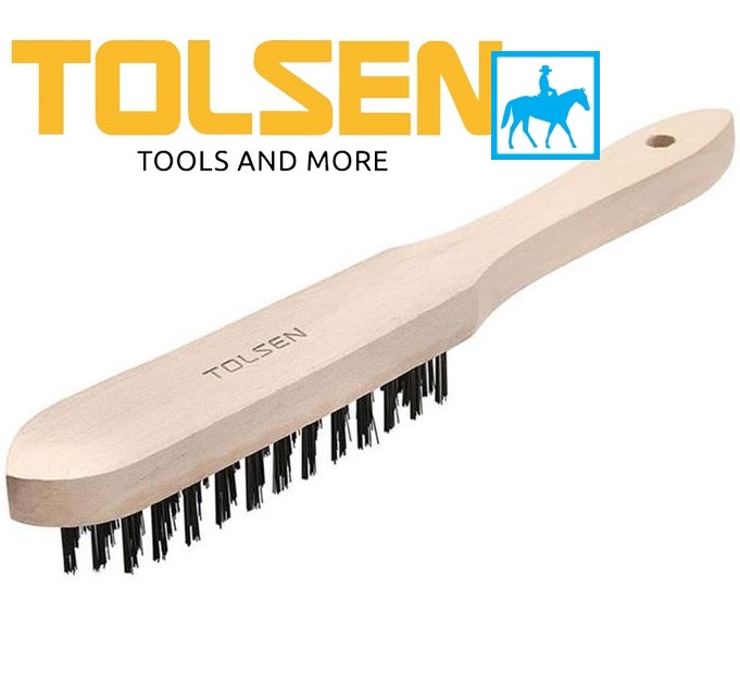 [HCM]Bàn Chải Sắt Thép Cán Gỗ 3 Hàng TOLSEN 32061
