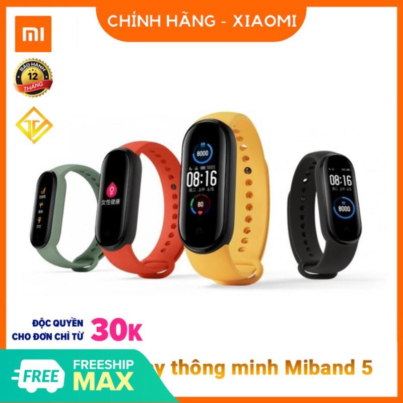 Vòng tay theo dõi sức khoẻ Xiaomi Mi Band 5 (Màu đen) Bản quốc tế - Tặng dán màn hình - Đồng hồ thông minh Miband 5 - Chính Hãng Xiaomi