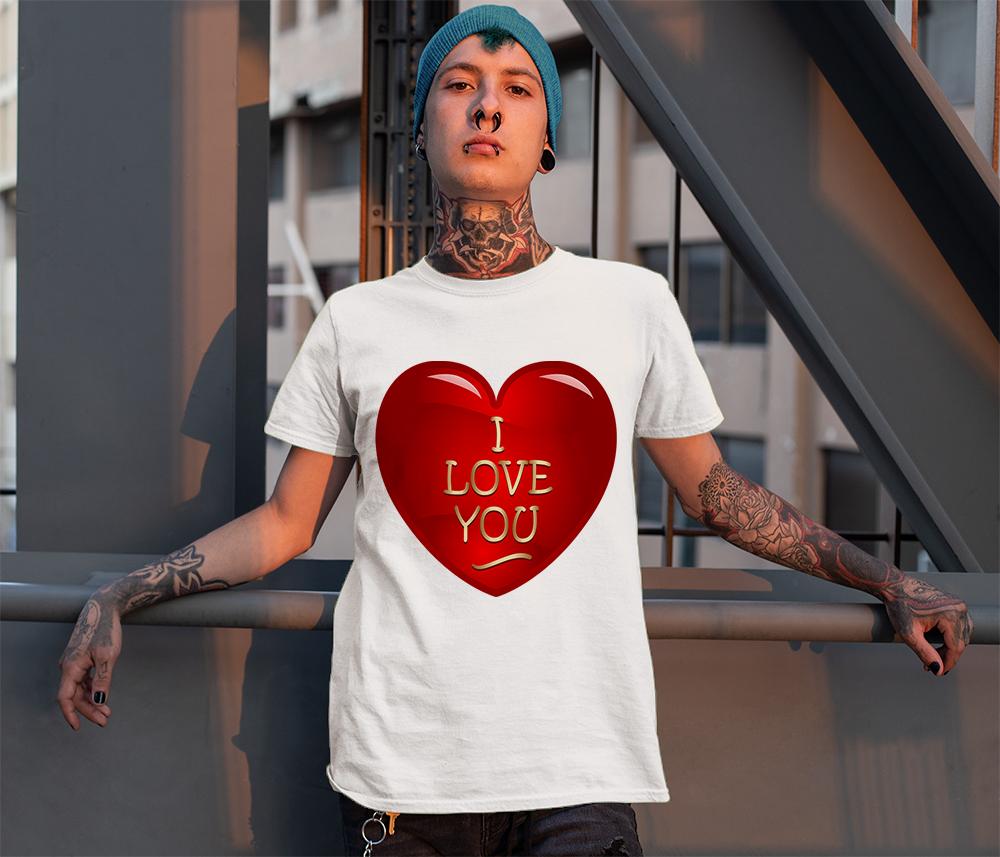 Áo thun Unisex in hình Chữ i love you màu vàng