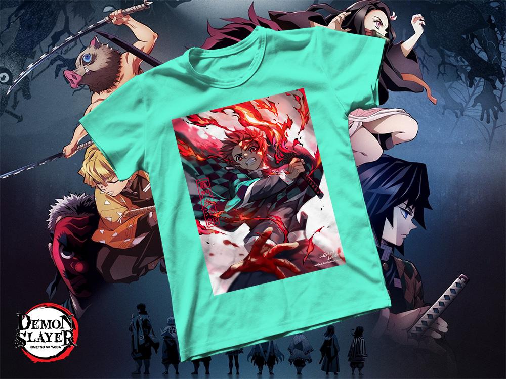 [HCM]Áo thun Cotton Unisex - Anime - Kimetsu no Yaiba - Tanjiro vũ điệu hỏa thần