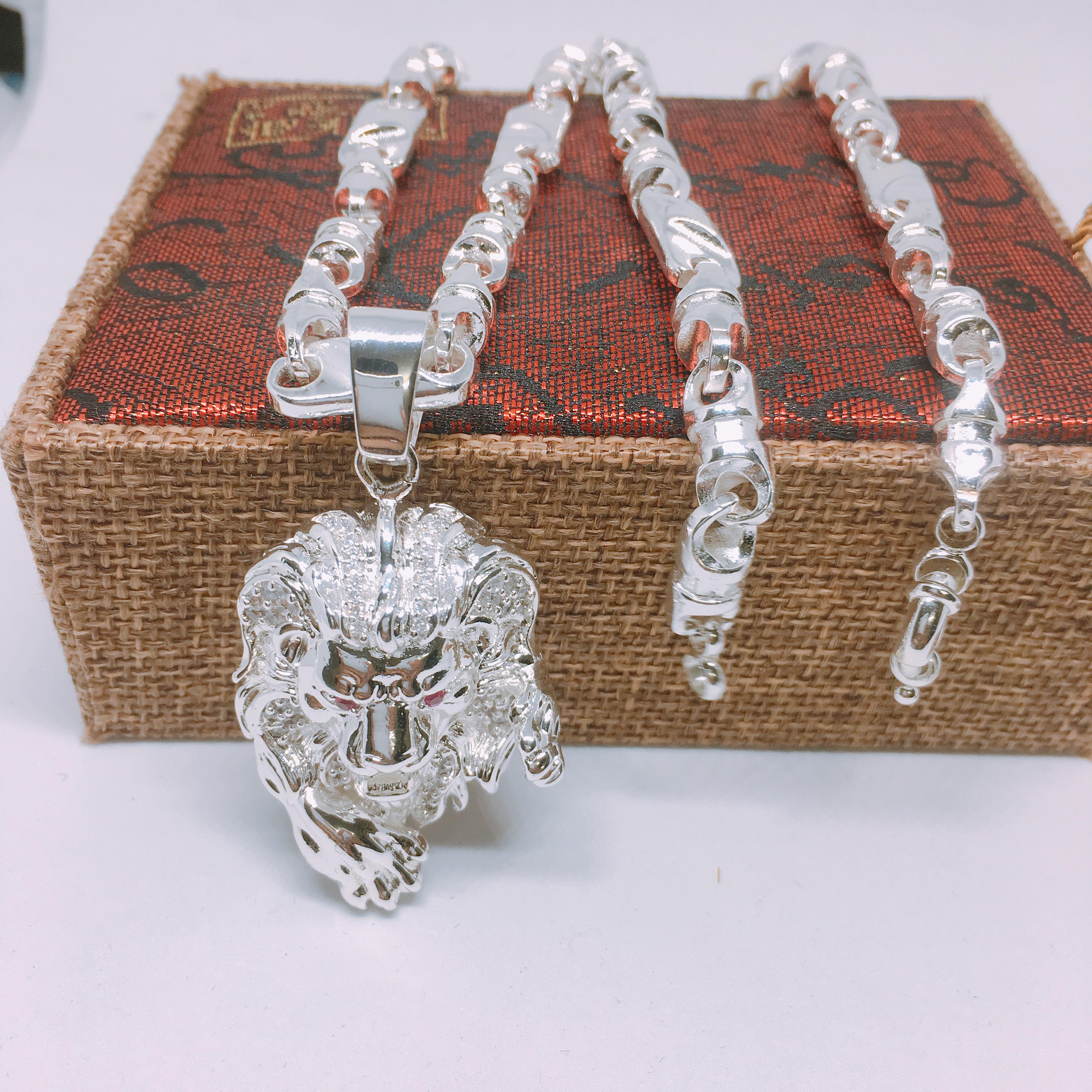 Dây chuyền Phong Thủy Nam Vip Bạc Thái, Vòng Cổ Nam Phong Cách MS09| Jewelry Bảo Tín (dây và mặt) ( Màu Bạc)