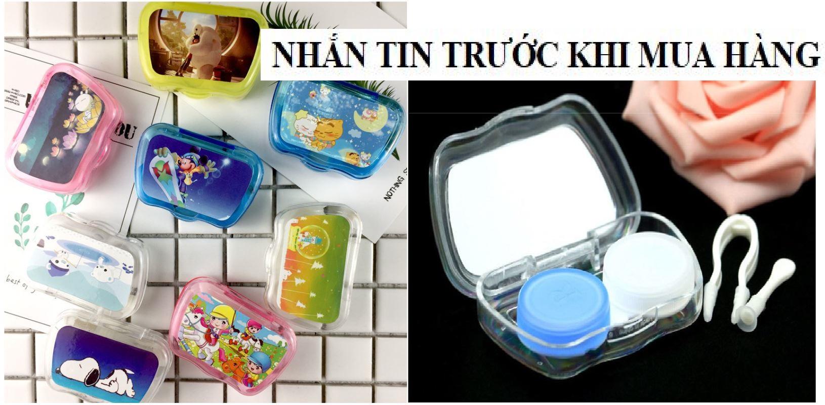 Khay gương dựng lens dựng kính áp tròng có đầy đủ kẹp gắp và dụng cụ đeo lens