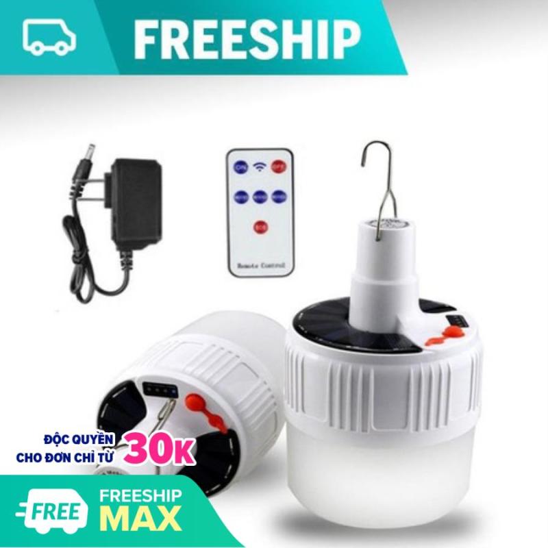 Bóng đèn tích điện LED 100w Sạc tích điện thông minh- sạc năng lượng mặt trời- có móc treo tiện lợi- kèm điều khiển dây sạc và nguồn điện