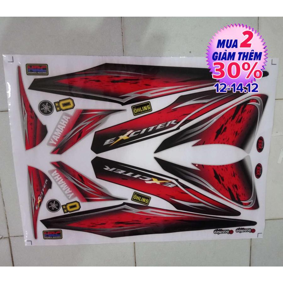 Tem rời exciter 2006 bạc đỏ đen