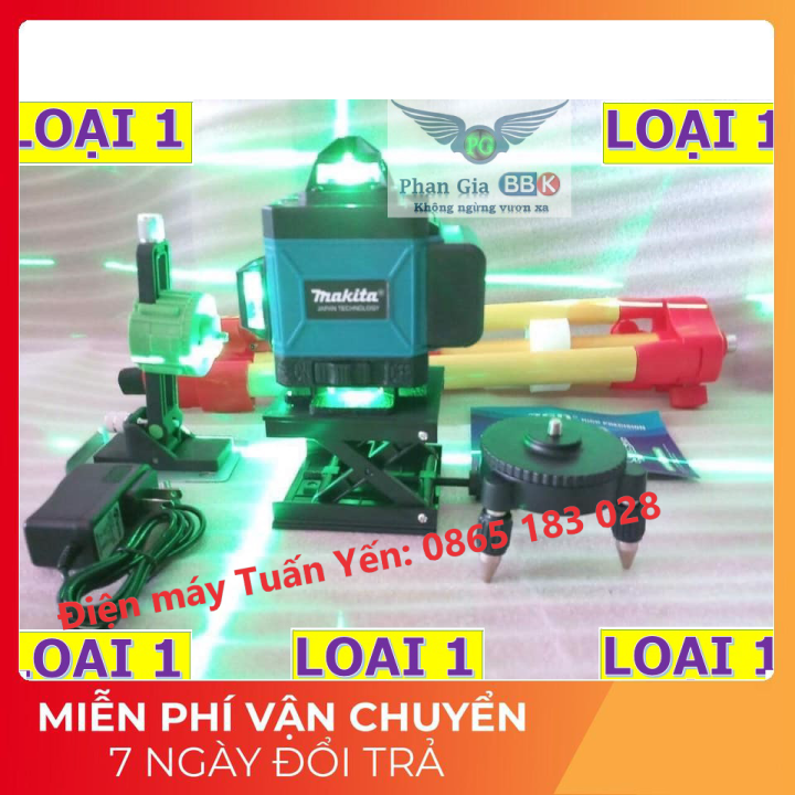 Máy cân bằng laze 12 tia xanh makita, máy bắn cốt laze 5 tia xanh, máy cân mực laze 3d