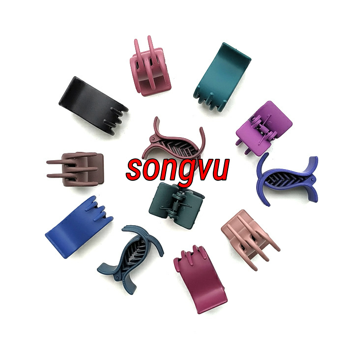 Cặp tóc càng cua nhựa nhám 5 răng (Lố 12 chiếc mix các mầu)