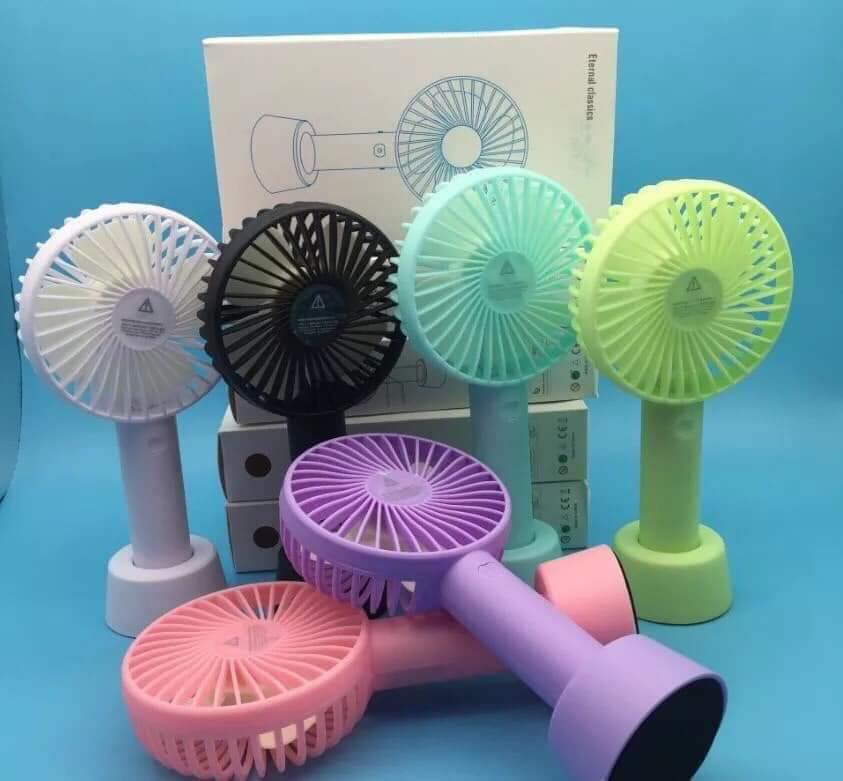 QUẠT MINI CẦM TAY TÍCH ĐIỆN 3 TỐC ĐỘ + PIN + CÁP SẠC