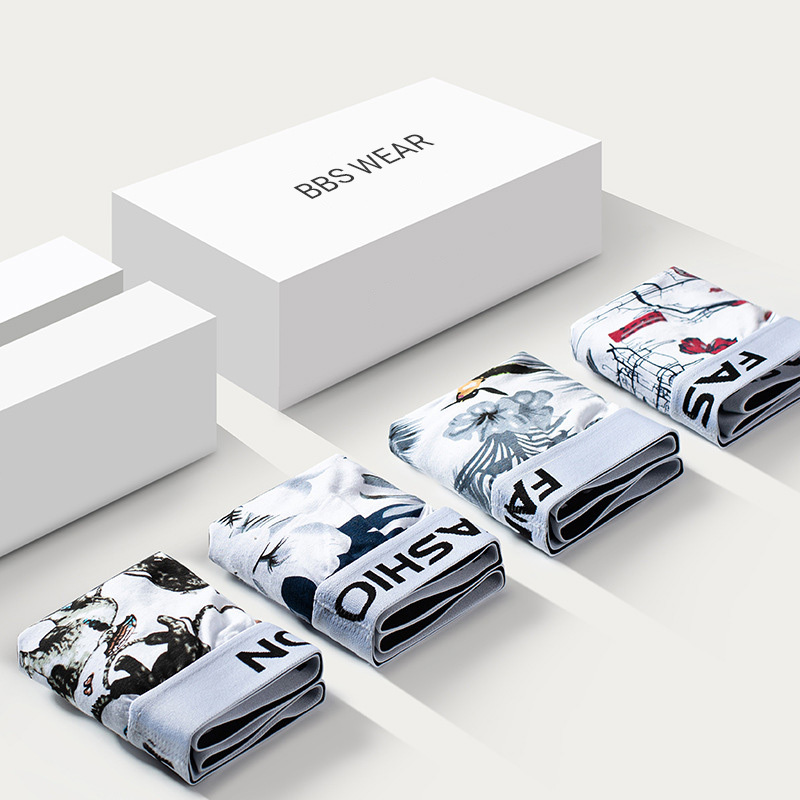 Nơi bán Bộ 4 Quần Lót Nam Boxer Cotton In Lụa, Quần Sịp Đùi Thun Lạnh Nhiều Kiểu - HM01