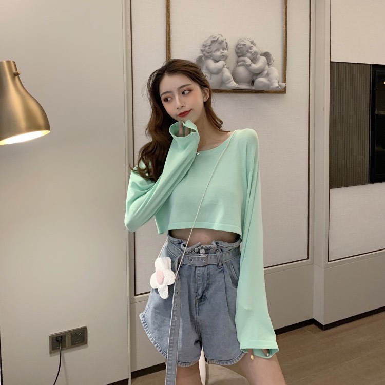 Áo thun nữ tay dài croptop thời trang