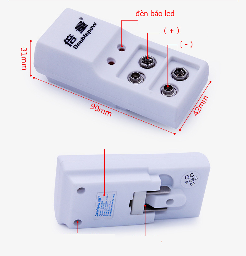 Bộ sạc pin 9V (pin vuông) Doublepow DP-B09