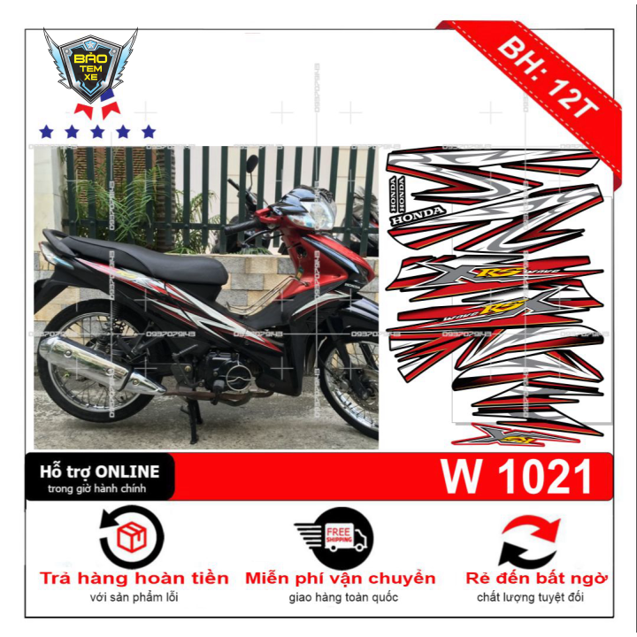 Tem rời xe wave rsx 2010 mẫu zin đỏ đen